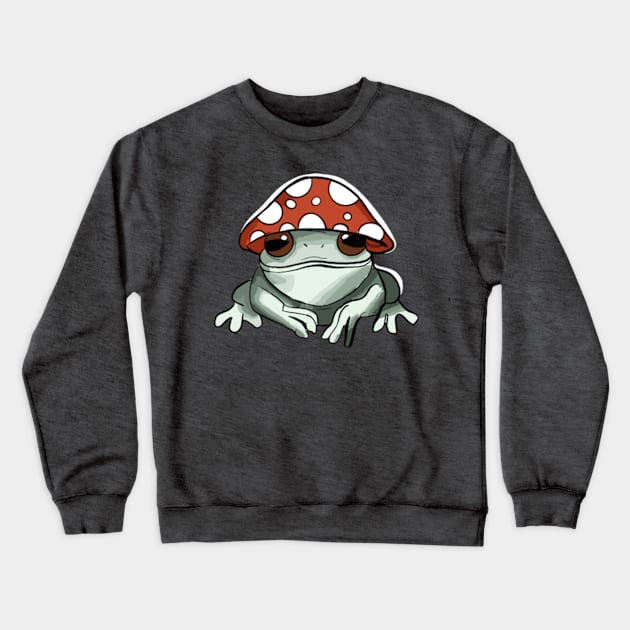 Frog Wearing Mushroom Hat Crewneck Sweatshirt by  AinsleyCreates